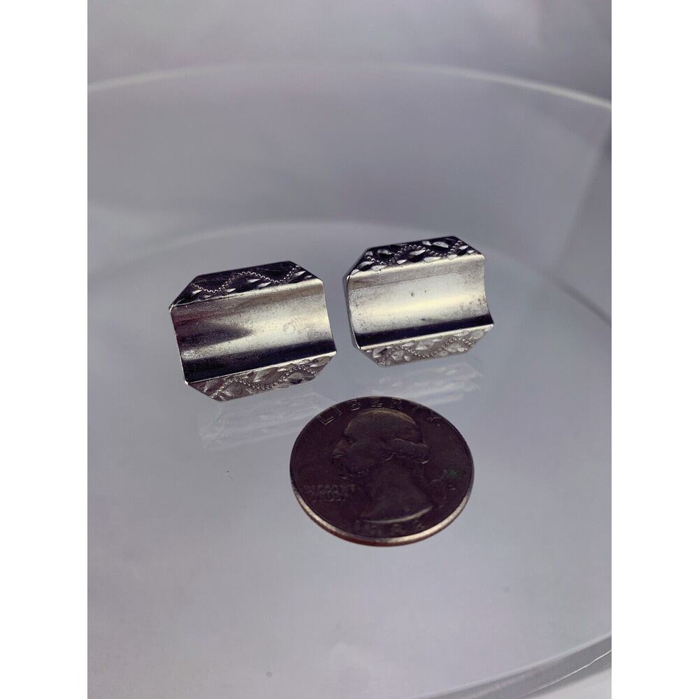 Large Sterling Silver Cufflinks Anson Engravable Statement Heavy 26.5g VTG M1 - Picture 3 of 11